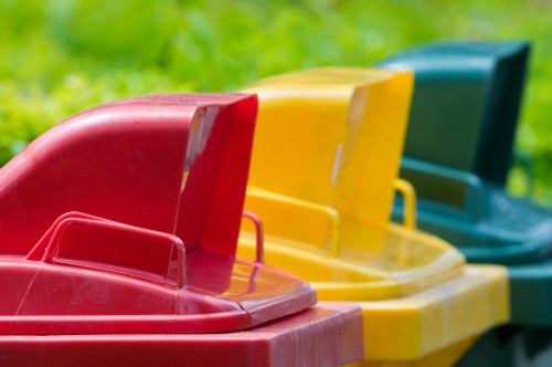 Recyclable furniture items being sorted